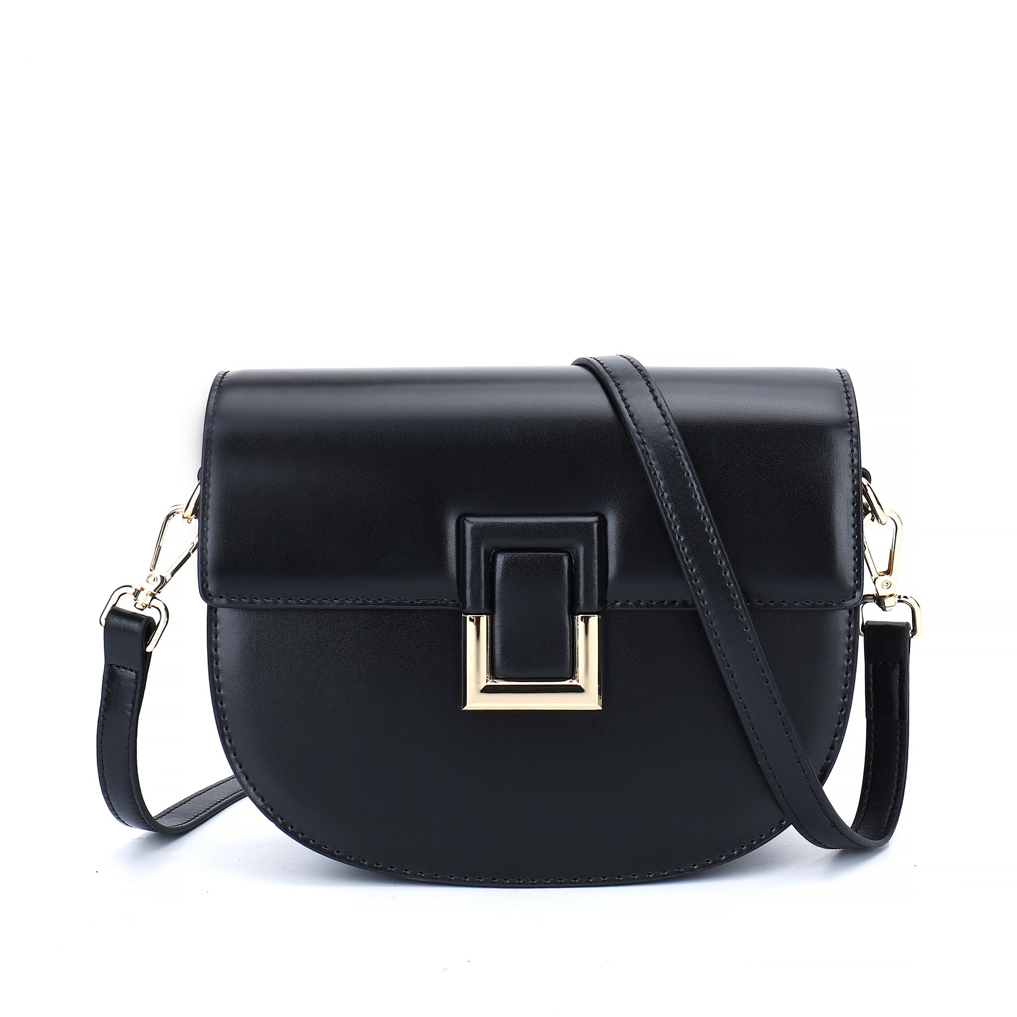 Carlheim Women's Classis Leather Shoulder Bags, Black, Small to Medium