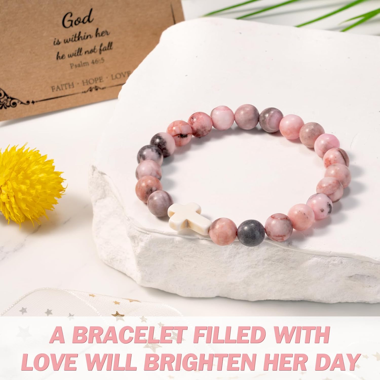 Christian Religious Gifts for Women, Birthday Gifts, Graduation Gifts for Her, Inspirational Bible Jar, Spiritual Religious Catholic Baptism Gifts, Gift Basket with 16 Oz Glass Cup, Makeup Bag - Image 4