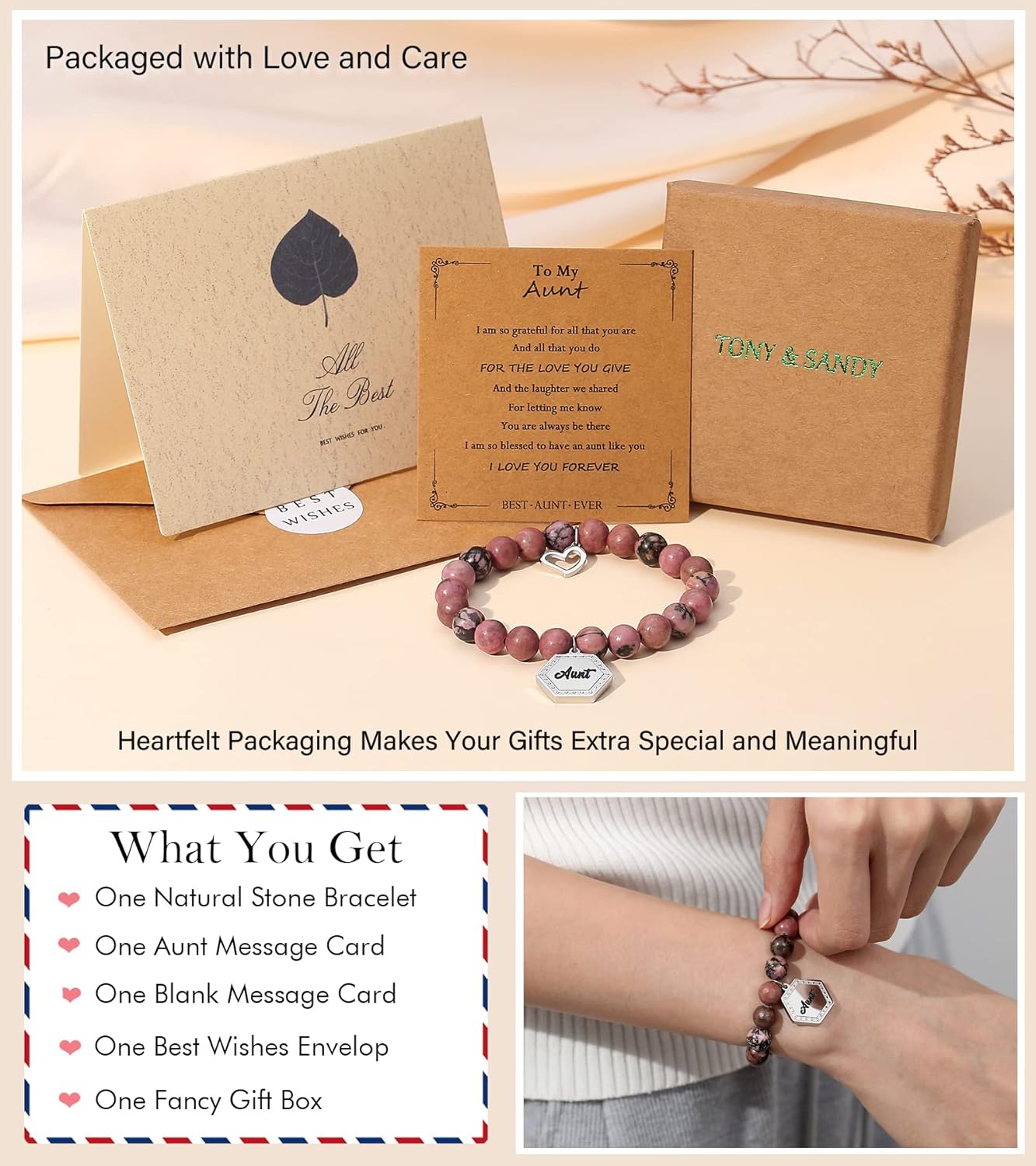 TONY & SANDY Unique Valentines Day Gifts for Her, Mom, Daughter, Wife, Friends, Sister, Aunt - Beaded Bracelets Women Teen Girls Gifts Jewelry on Birthday Graduation Easter - Image 6