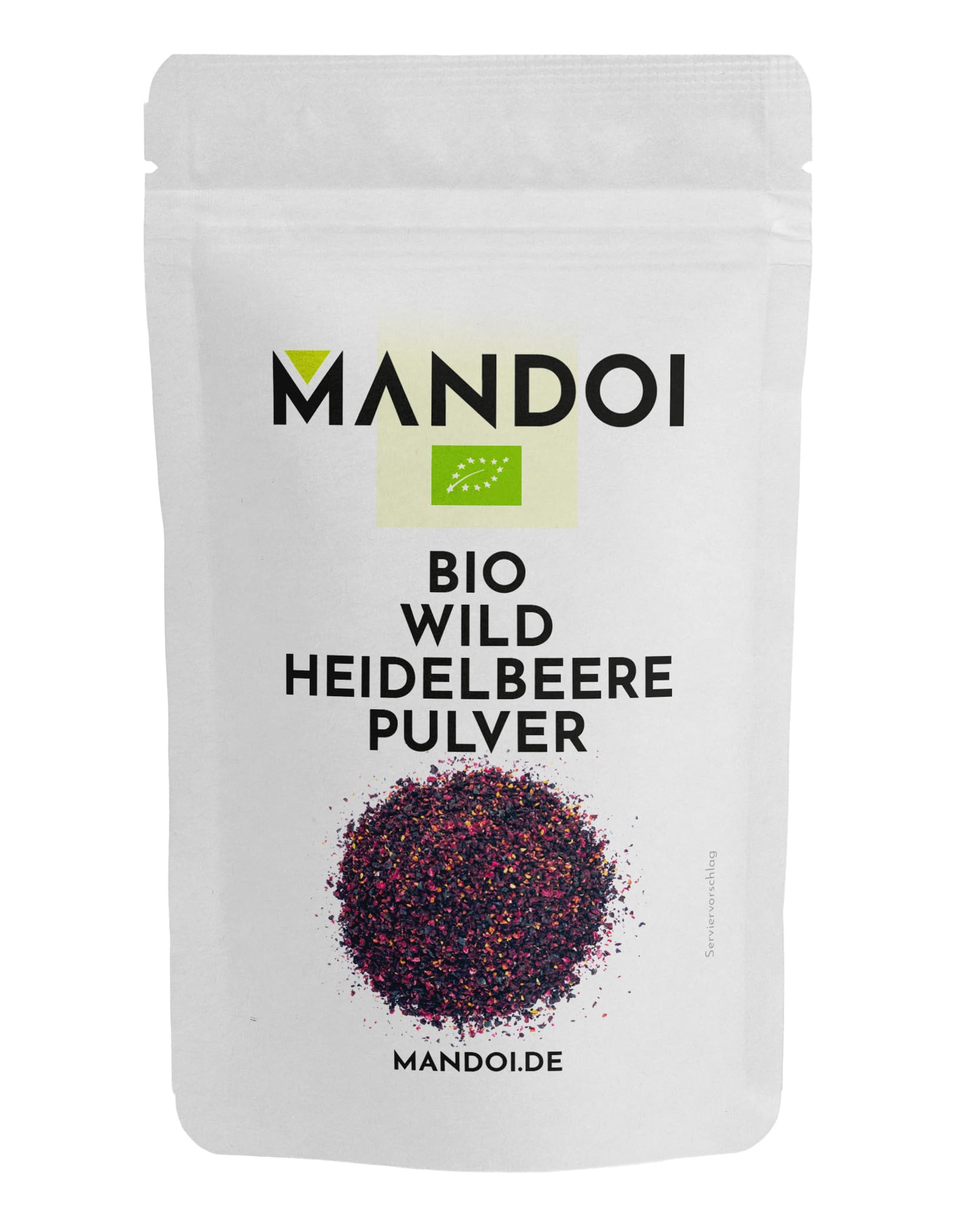 Mandoi BIO wild Heidelbeere Pulver, 100g organic wild blueberry 100% Fruchtpulver ohne Zusätze ohne Zucker, Blaubeere