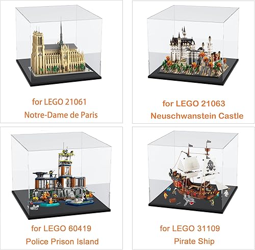 Miniatura 3 de Vitrina de acrílico transparente engrosada para Lego 21061 75365 76435 10326 coleccionables, caja transparente grande protección a prueba de polvo