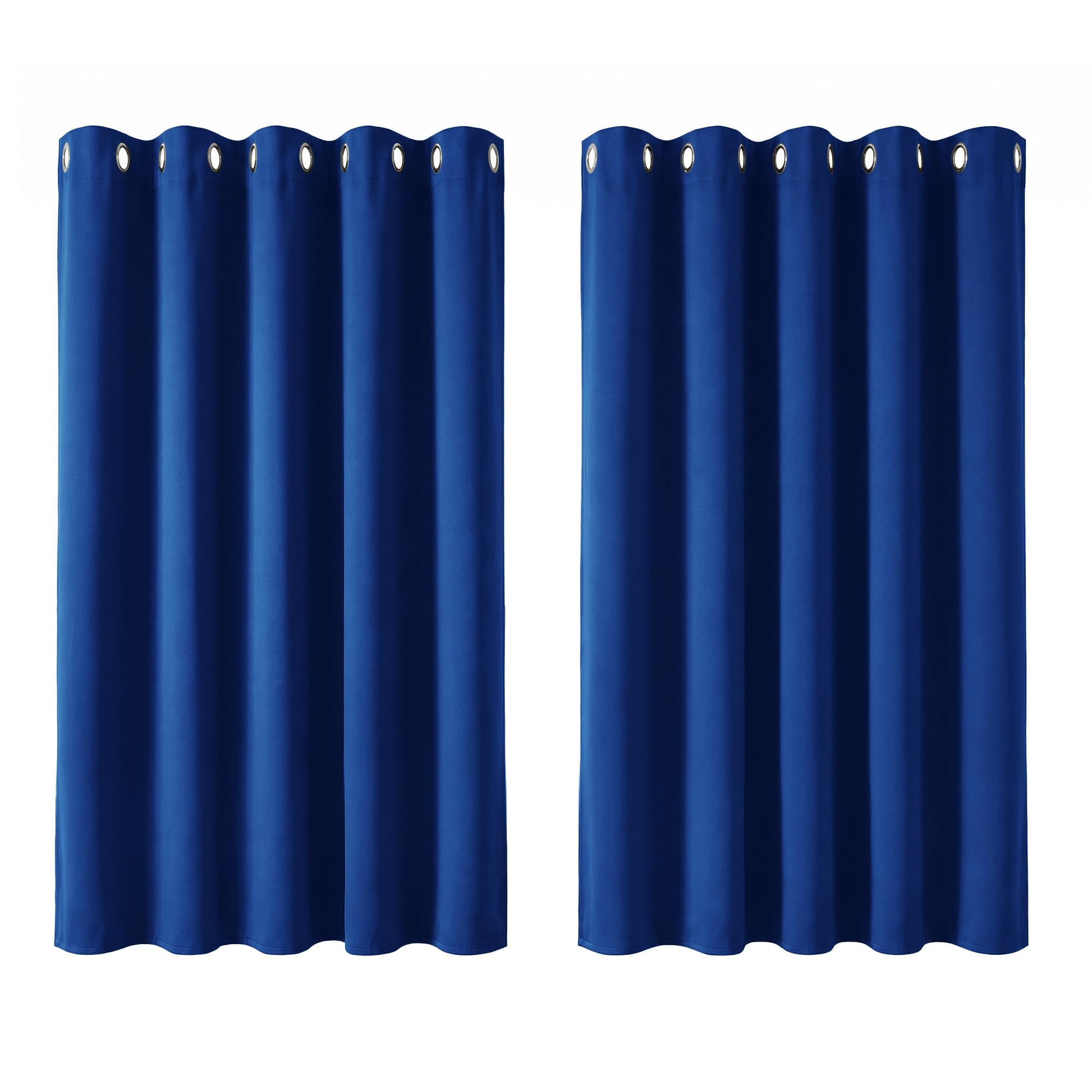 Deconovo Blue Eyelet Curtains Blackout Thermal Insulated Ring Top Blackout Curtains For Livingroom 66 X 54 Inch 2 Panels