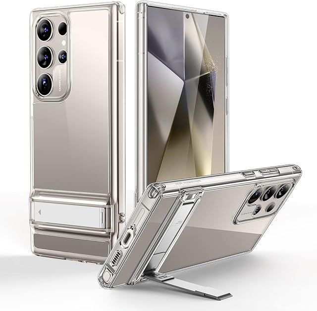 ESR for Samsung Galaxy S24 Ultra Case, 3 Stand Modes, Military-Grade Drop Protection, Supports Wireless Charging, Slim Phone Cover for Samsung S24 Ultra Case, Boost Kickstand Case, Clear