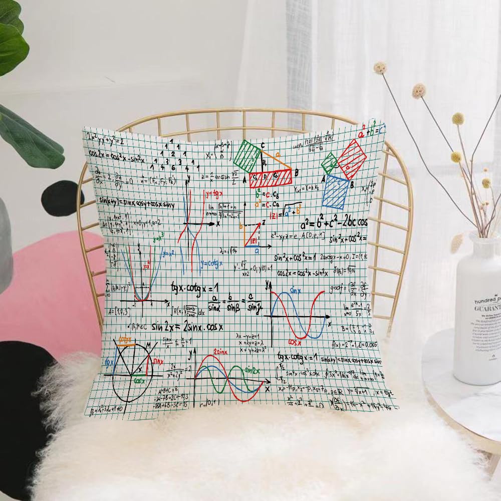 Hyosxw Paper With Colored Mathematics Sketches And - A4 Cushion Cover,Throw Pillow Case Home Decorative For Living Room Bedroom Sofa Chair 18X18 Inch,Paper With Colored Mathematics Sketches And Formula,Pillowcase 45X45cm