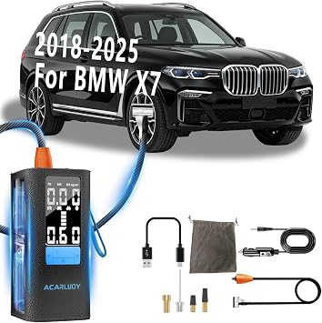 Portable Air Compressor for Car Tires - 3X Faster Inflation, Fit for BMW X7 2018-2025, 6000mAh Battery,LCD Screen, LED Light,Auto Shutoff