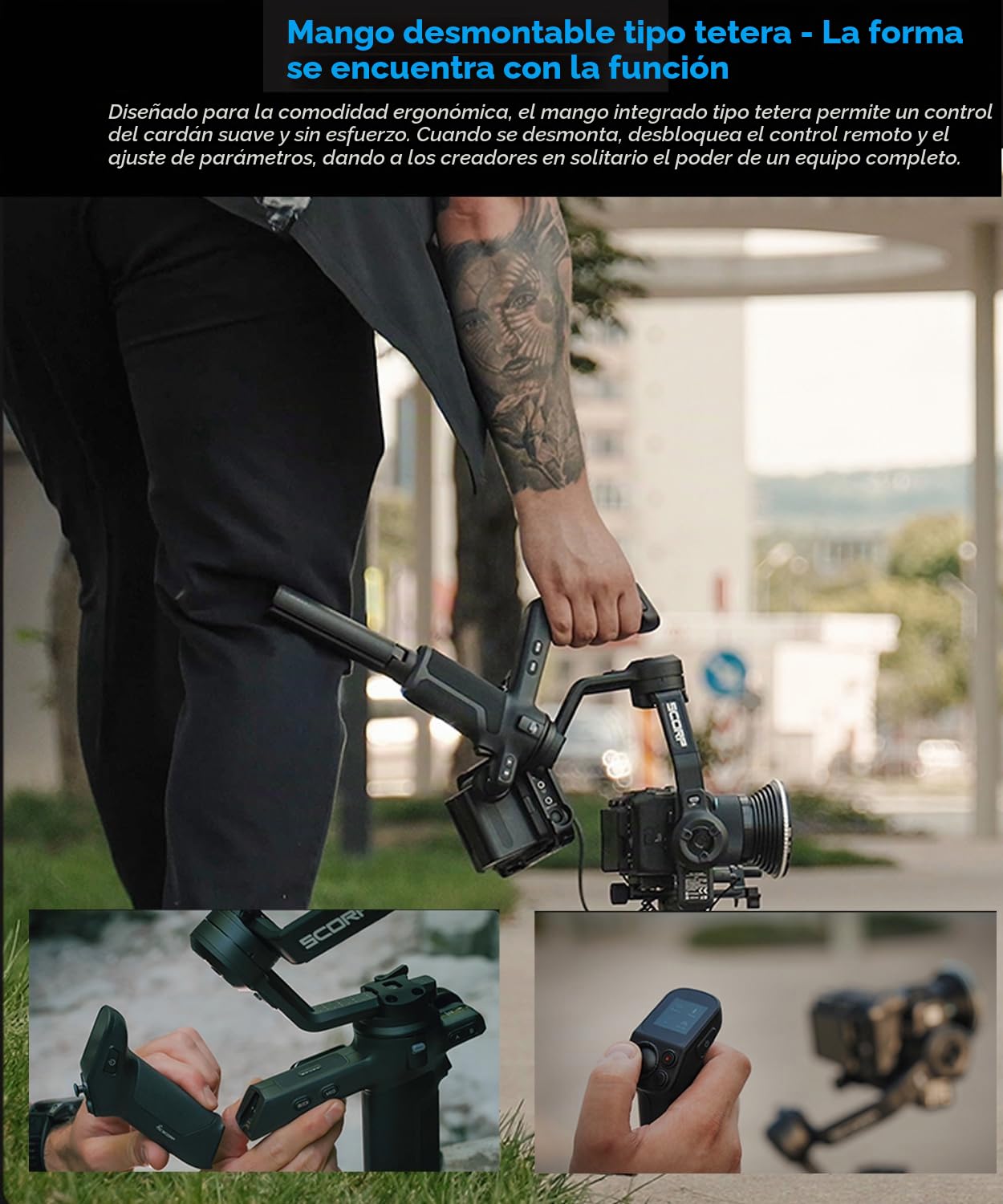 FeiyuTech SCORP 3 KIT, Estabilizador Cámara para DSLR sin Espejo, Seguimiento de IA Integrado, Carga máxima de 3,5 kg, Pantalla Táctil, Disparo Vertical Nativo, Estuche, para Sony/Canon/Nikon/Fujifilm