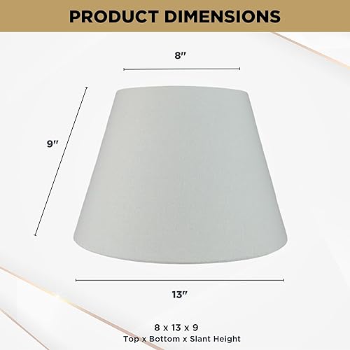 Miniatura 6 de Royal Designs, Inc. Juego de 2 pantallas para lámpara de mesa, tela de lino, HB-646-13LNWH-2, 8 x 13 x 9 pulgadas (parte superior x parte inferior x