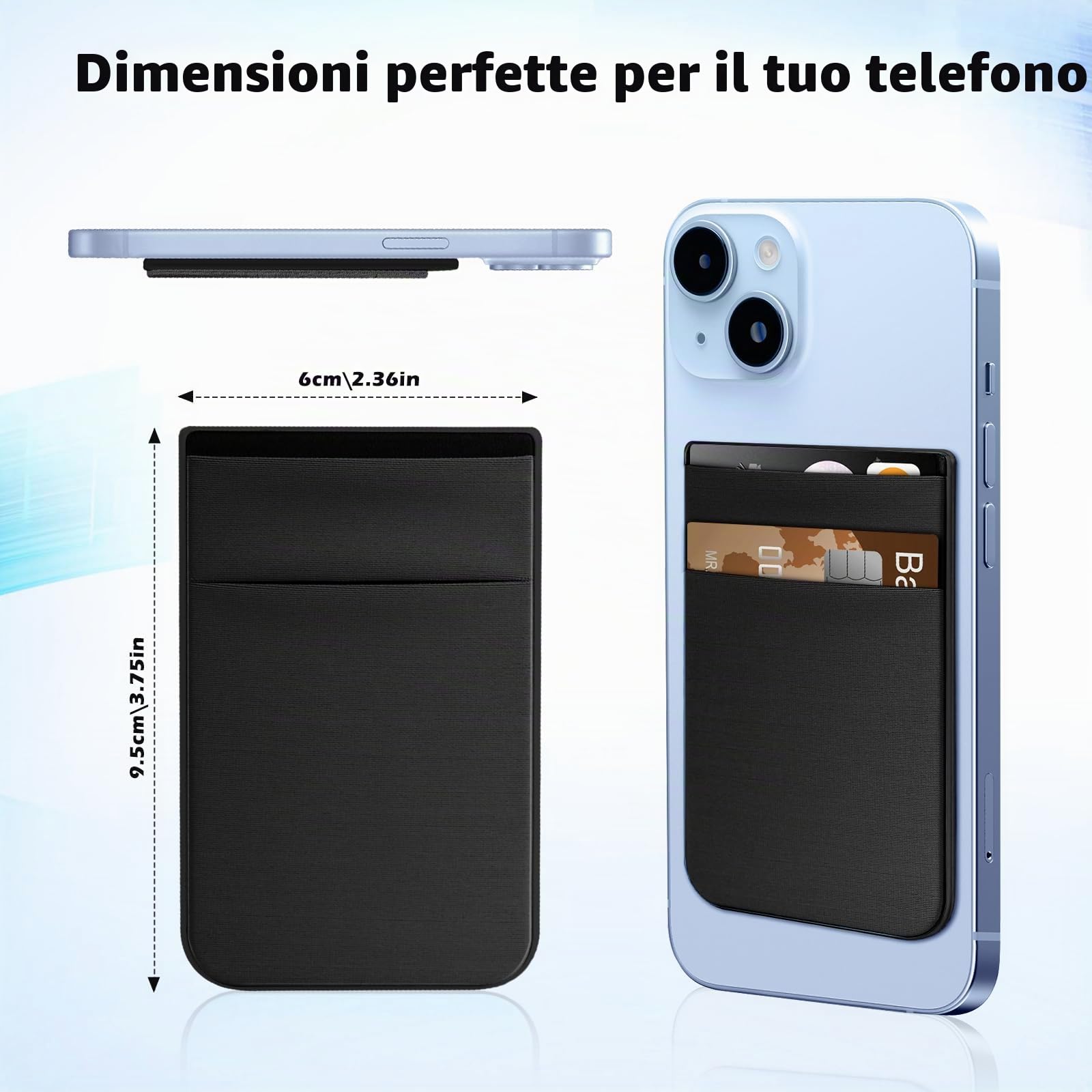 imluckies Portafoglio Magnetico Compatibile con MagSafe Wallet per iPhone 17 16 15 14 Pro Max Plus 12 13 Serie, [Fino a 5-7 Carte] Doppio Elastico in Tessuto Tasche Porta Carte, Nero