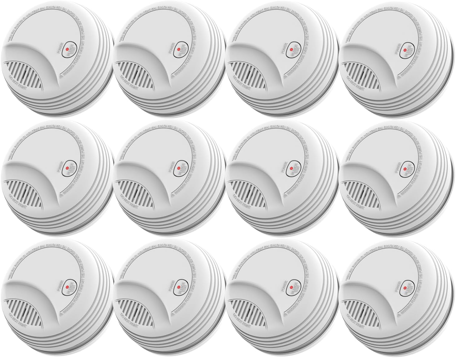 12 Pack Photoelectric Smoke Detector with 9V Battery Included Smoke Alarm, 10-Year Sensor, Test/Silence Button, Low Battery Warning, Easy Mount, Fire Alarm for Home Bedroom Living Room