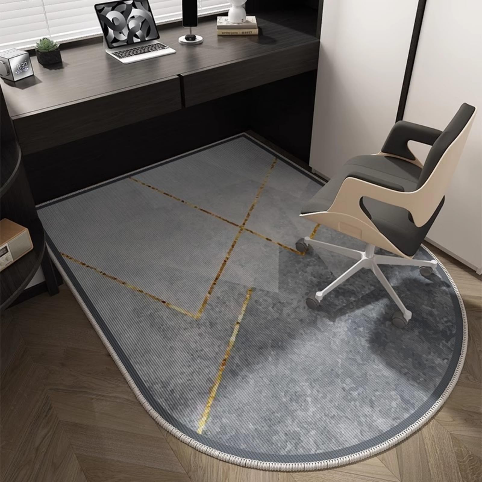 Odot Tappeto Sedia Parquet Gaming Studio Tappeto Salvapavimento Antiscivolo Protettore del Pavimento Tappetino Grigio per Sedia da Ufficio con Ruote per Parquet Piastrelle (Geometrico,120x180cm)