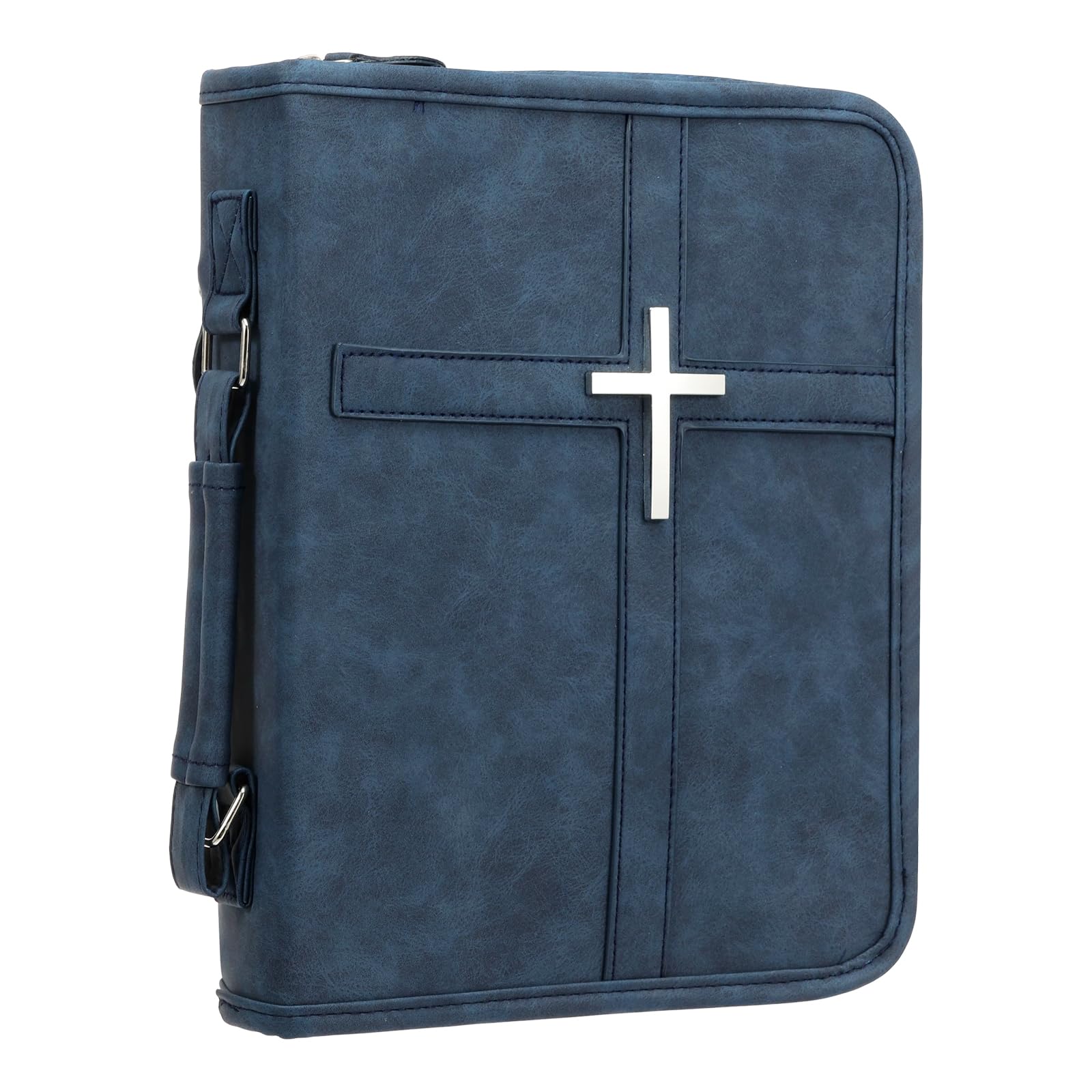 Bible Carrying Case,PU Book Cover Case Portable Bible Protector Bag with Phone Pocket and Sturdy Handle for Men Women Exquisite Present Box Packaging(Blove)