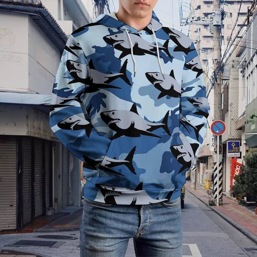 カモフラージュ サメフードパーカー Amazon.co.jp: パーカー メンズ 迷彩柄 ブルーカモフラージュ