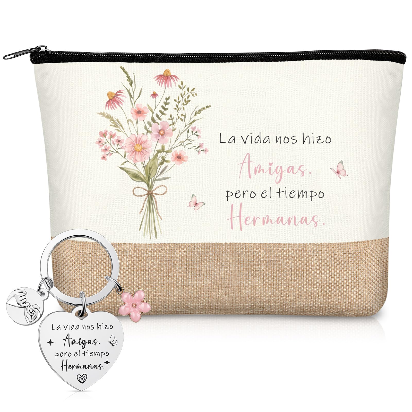 Set de 2 Cadeaux Xuniea pour Meilleur Ami - Trousse à Cosmétiques et Porte-Clés Gravé