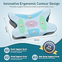Vista 4 de Almohada Cervical para Alivio del Dolor de Cuello - Almohada Ergonómica para el Cuello para Dormir, Almohadas de Espuma Viscoelástica de Contorno