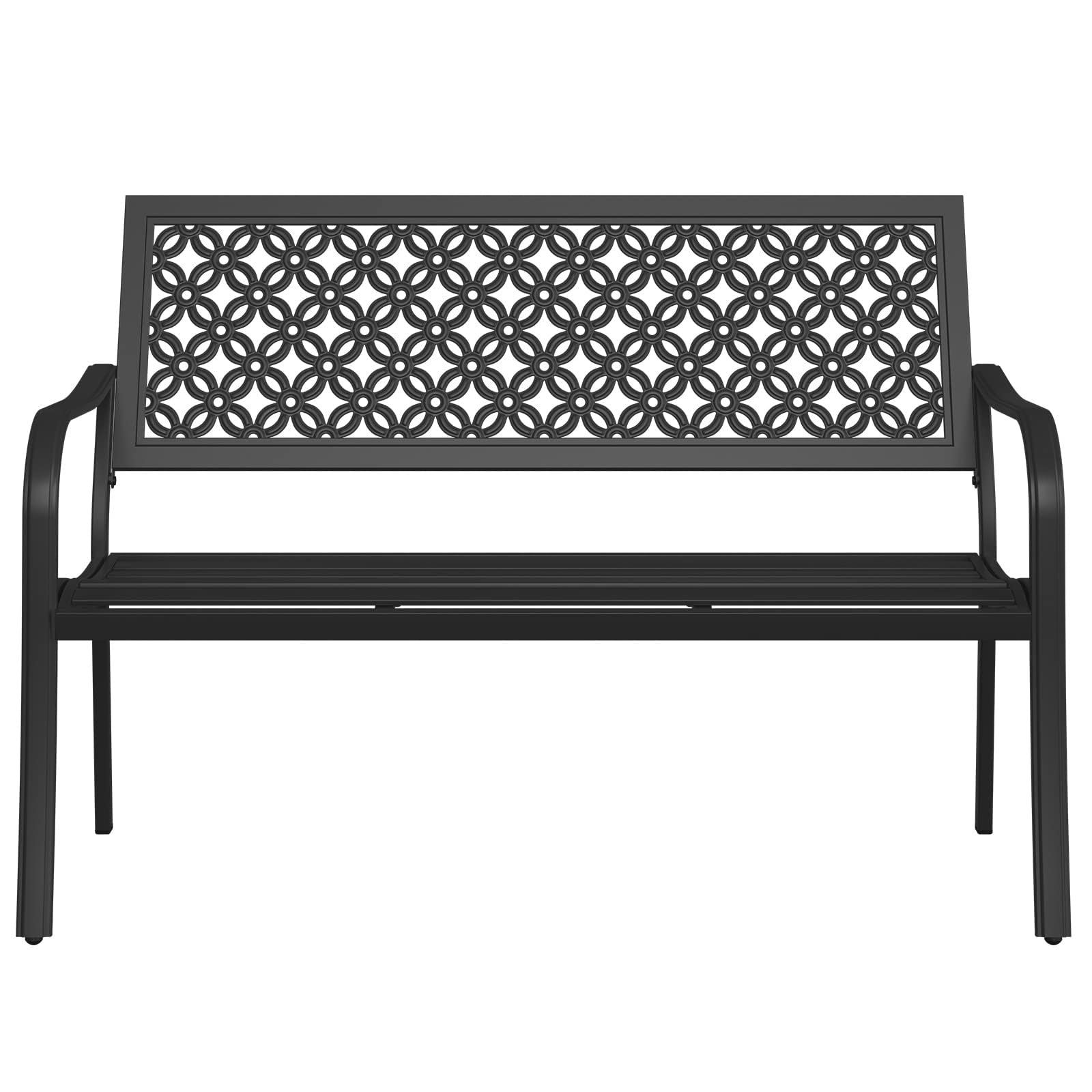 Grand patio Garden Bench, Outdoor Bench with 2-3 Seater, Rust Resistant, Stamped Pattern, Choice of Colours, Suitable for Indoor, Outdoor, Patio, Park (Black)Global Recycled StandardGlobal Recycled StandardGlobal Recycled Standard