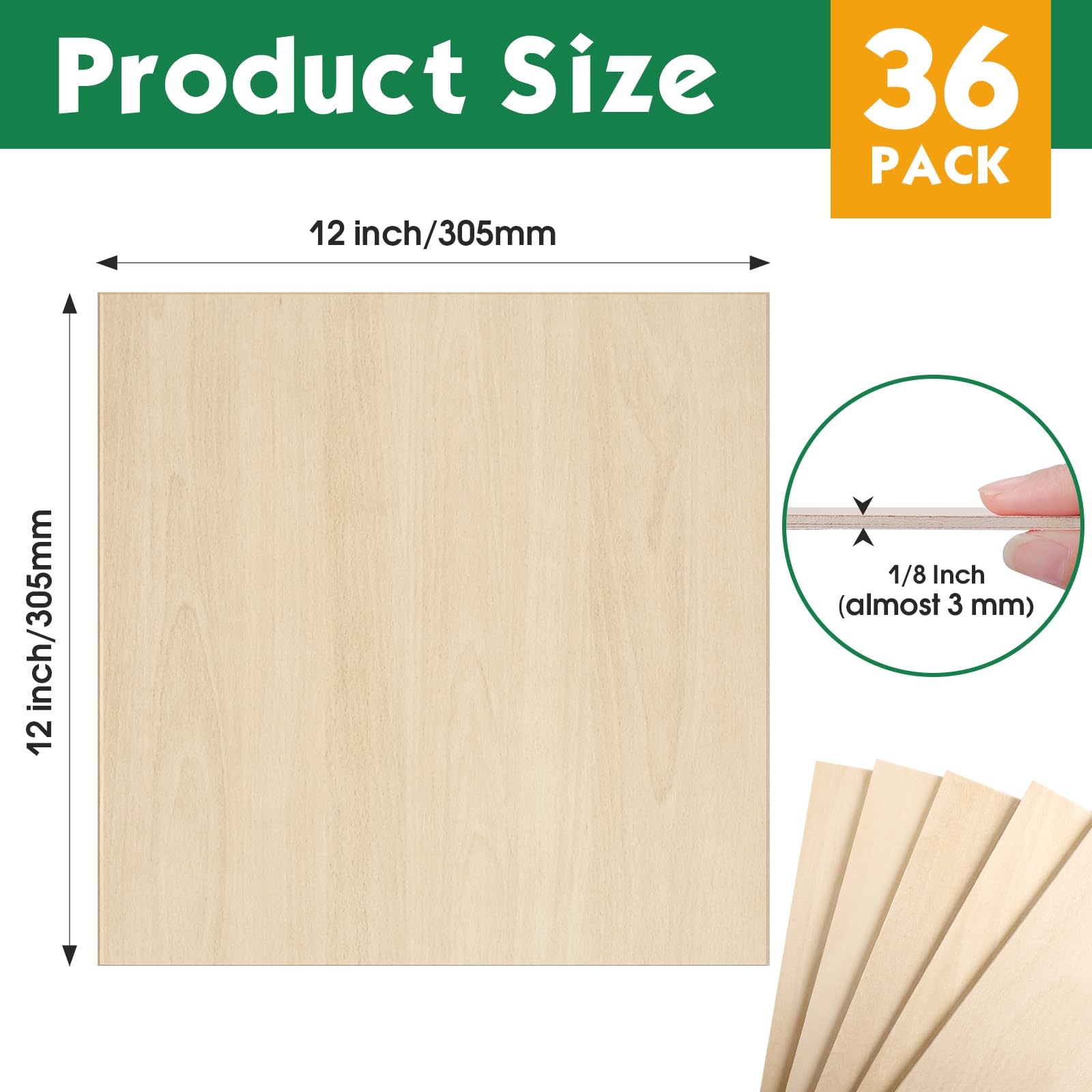 36 Stück 30,5 x 30,5 cm Lindenholzplatten 1/8 Zoll, unlackiertes Holz zum Basteln, Lindenholz zum Laserschneiden & Gravieren, Holzbrennen, Lindenholz-Sperrholzplatten für Architekturmodelle.