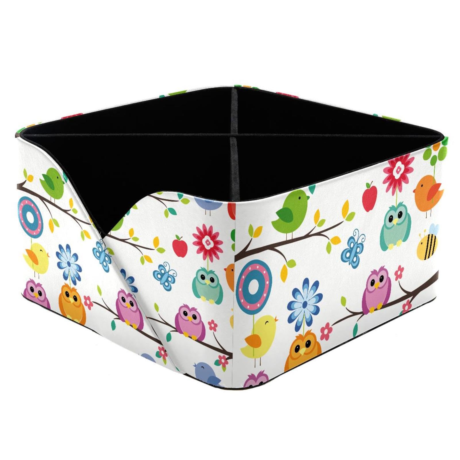 KengjuTesu Birds with Flowers Desktop Organizer Pen Holder, Rectangular Pencil Cup for Office, Study and Makeup Stations