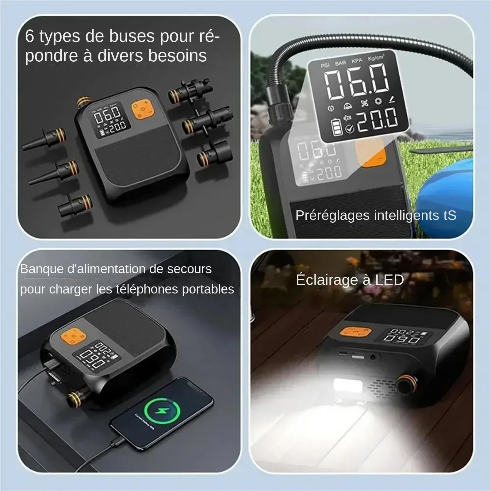 Pompe À Paddle - Pompe Électrique Pour Planche À Pagaie | 25 PSI Paddle Board - Compresseur D'air Portable | Inflateur Et Déflateur Rechargeables, Inflation Rapide À Double Étage Pour Plancher, Bateau