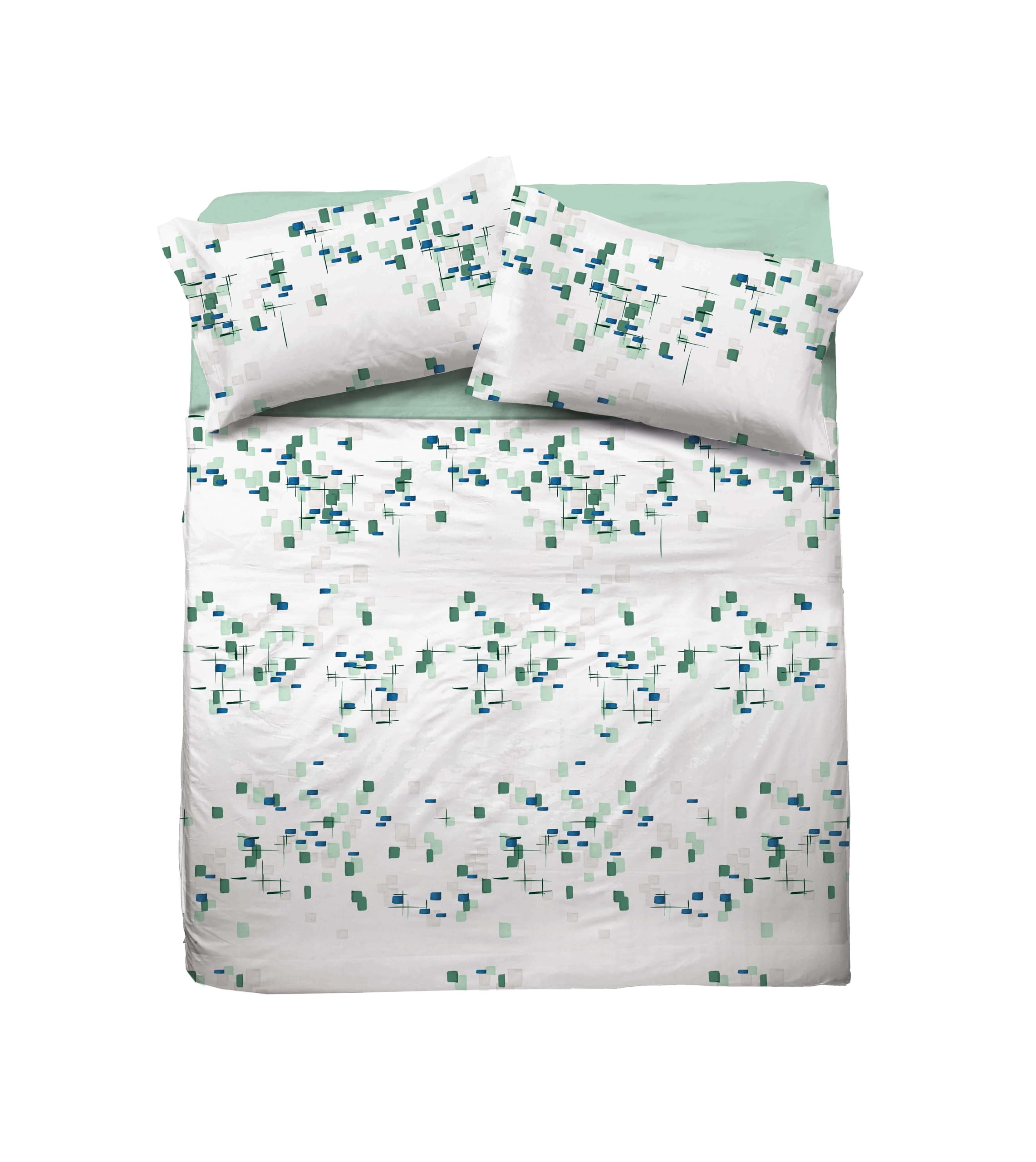 hermet Set Lenzuola Letto Matrimoniale In 100% Cotone Fantasia, Completo Letto 2 Piazze, Lenzuolo da Sopra + Lenzuolo con Angoli +2 Federe, Terry Bosco