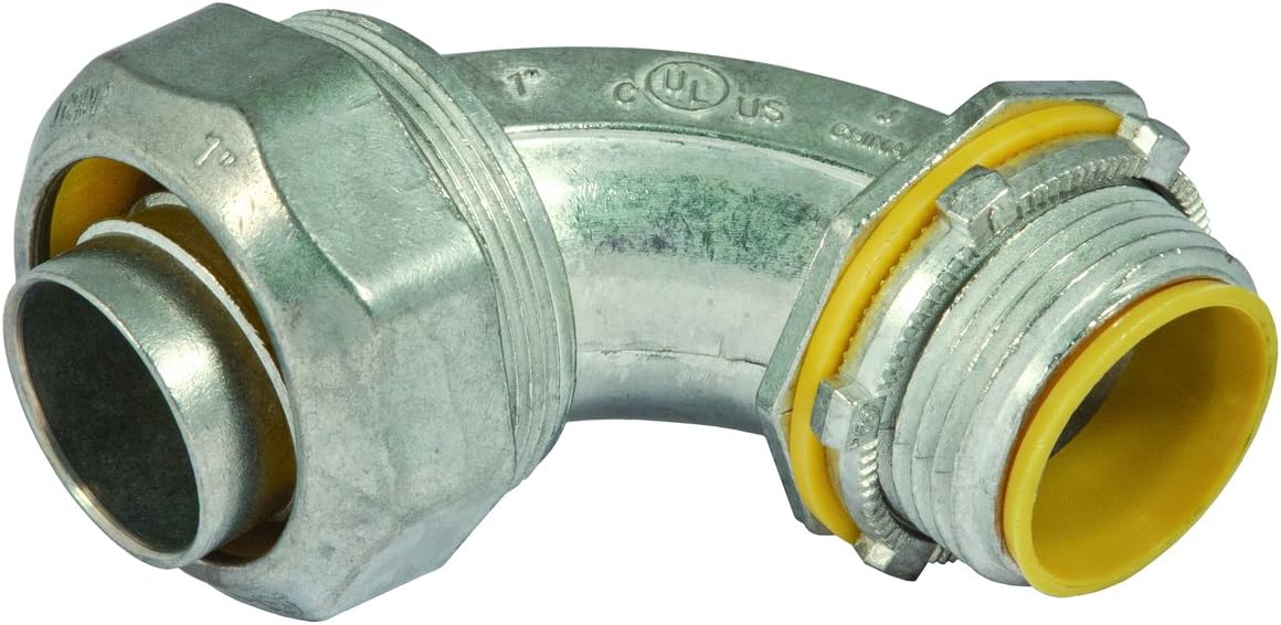RACO 3556DC Connector, Liquid Tight, 4in. Trade Size, 90 Degree, Flex & Type B Flex, Die cast Zinc, Insulated