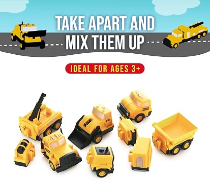 Popular Playthings Magnetic Mix or Match Construction Vehicles, Set of 3