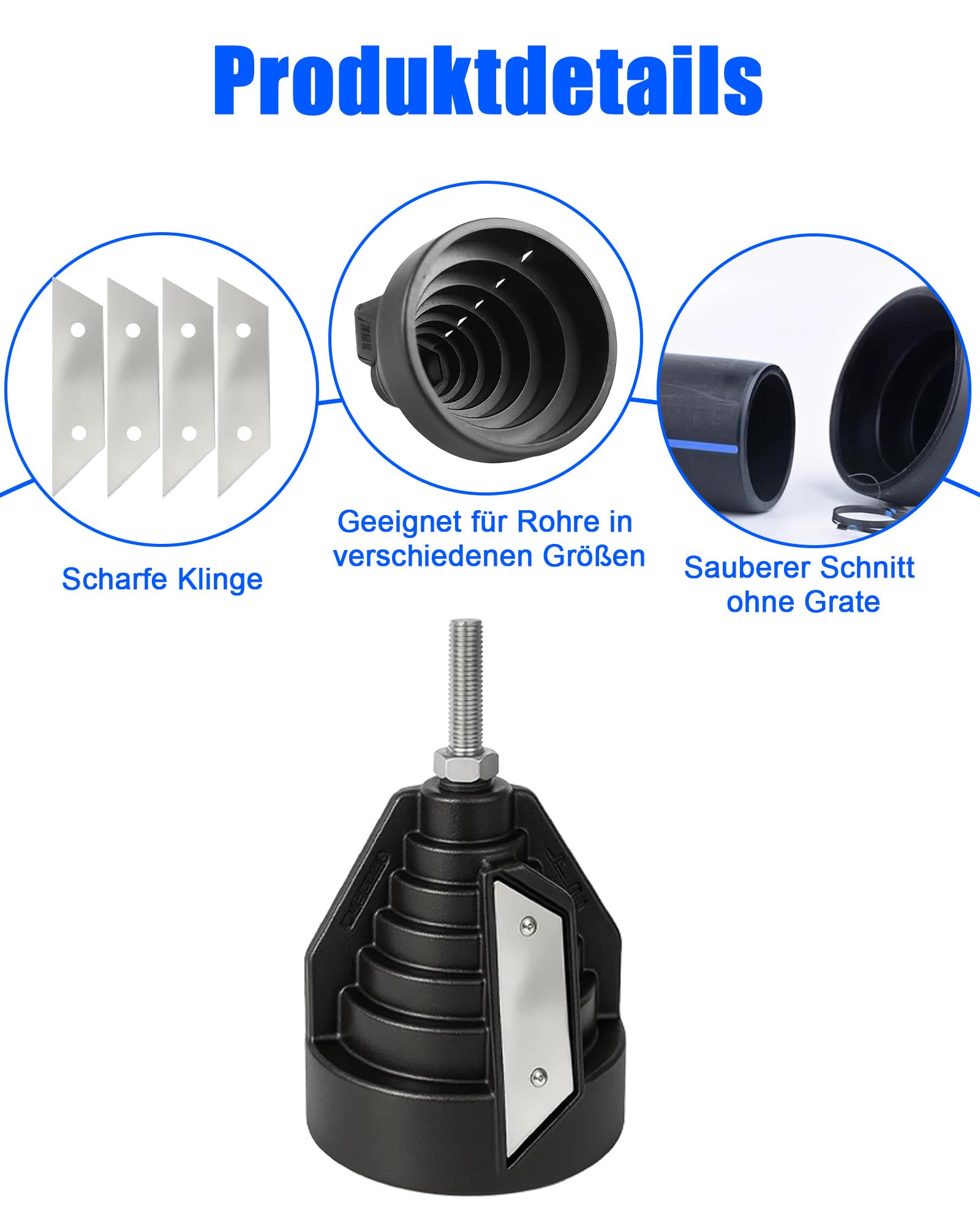 2 Stück Rohrentgrater Handentgrater Set: Kunststoffrohr Fasenwerkzeug für 20–63 mm PVC PP PE/PPR Rohre, Entgratungswerkzeug mit Ersatzklingen