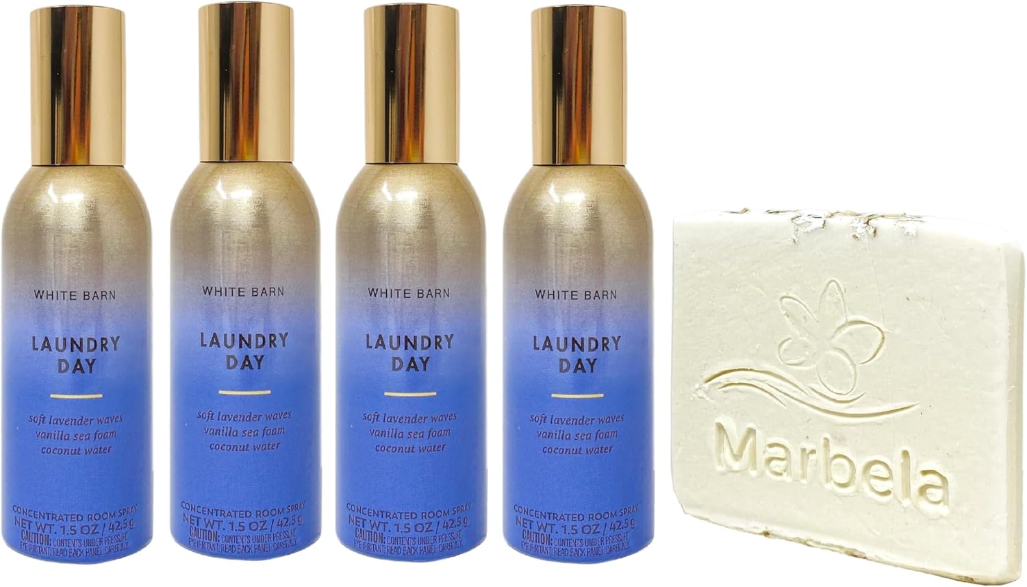 Bath & Body Works Laundry Day Concentrated Room Spray 4 Piece Bundle with a Natural Oats Sample Soap