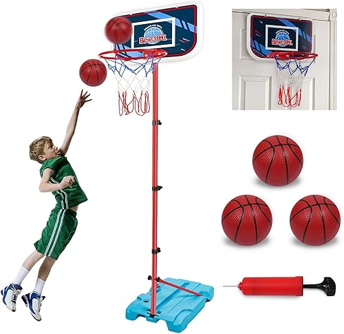 VROGTIK Aro de baloncesto para niños de 4 a 8 años, juguetes al aire libre para niños de 4 a 6 años, altura ajustable, 3 bolas incluidas, aro de disponible en Yaxa Venezuela