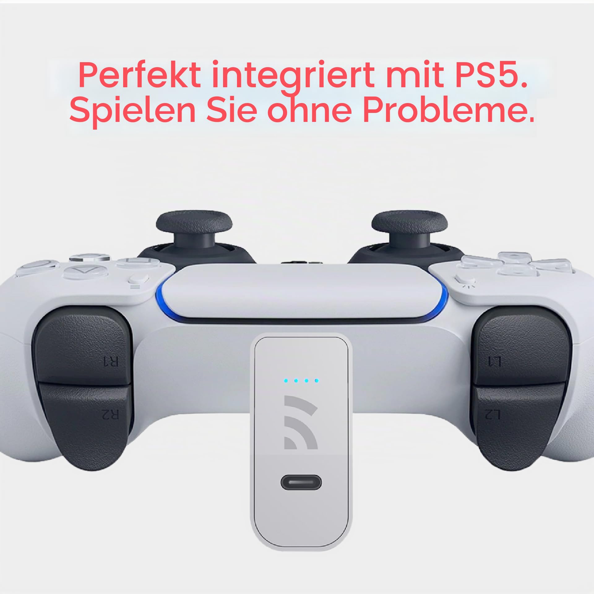 Remotto5 - PS5 Controller-Ladegerät Kabelloses, Tragbarer Akku für DualSense, Play während des Aufladens, Lange Akkulaufzeit, +12 Stunden Akkulaufzeit, PS5 Zubehör