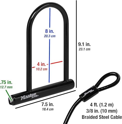 Miniatura 3 de Master Lock Cerradura en U de 7.25" con cable de extremo en bucle
