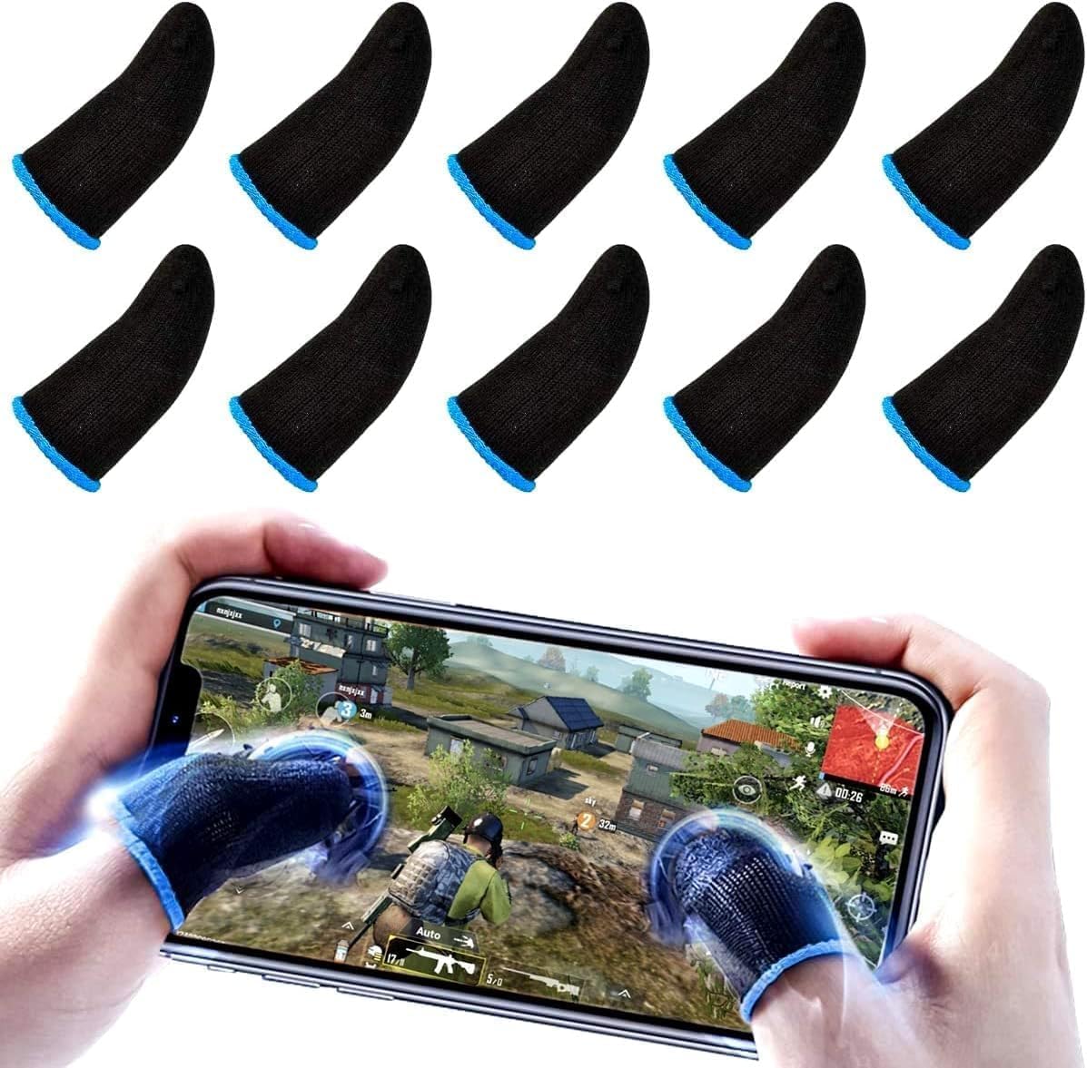 Cerlink Mobile Gaming Finger Sleeves Pubg Thumb Gloves Anti-Slip Sweat-Proof Professional Touch Screen Thumbs Finger Sleeve for Pubg Mobile Phone Game (Pack of-10Pcs)-image-2