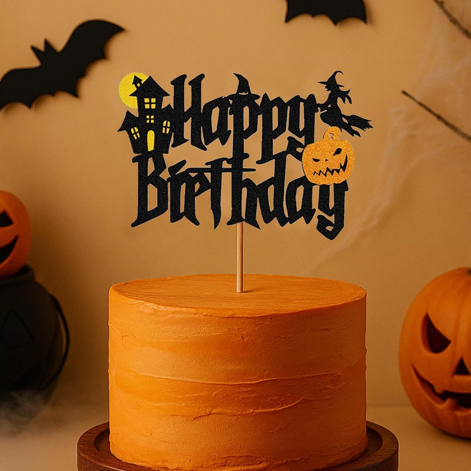 Halloween Cake Toppers - DIY Cake Decor, Classic Party Toppers Food Picks for Halloweens Theme Party, Bats Birthday, Castle