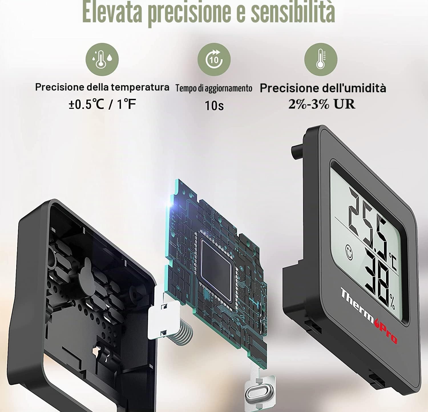 TempPro TP157-3 Termometro digitale per interni, termometro per la casa, misuratore di umidità con sensore di temperatura e umidità e icona a forma di viso, Precedentemente ThermoPro