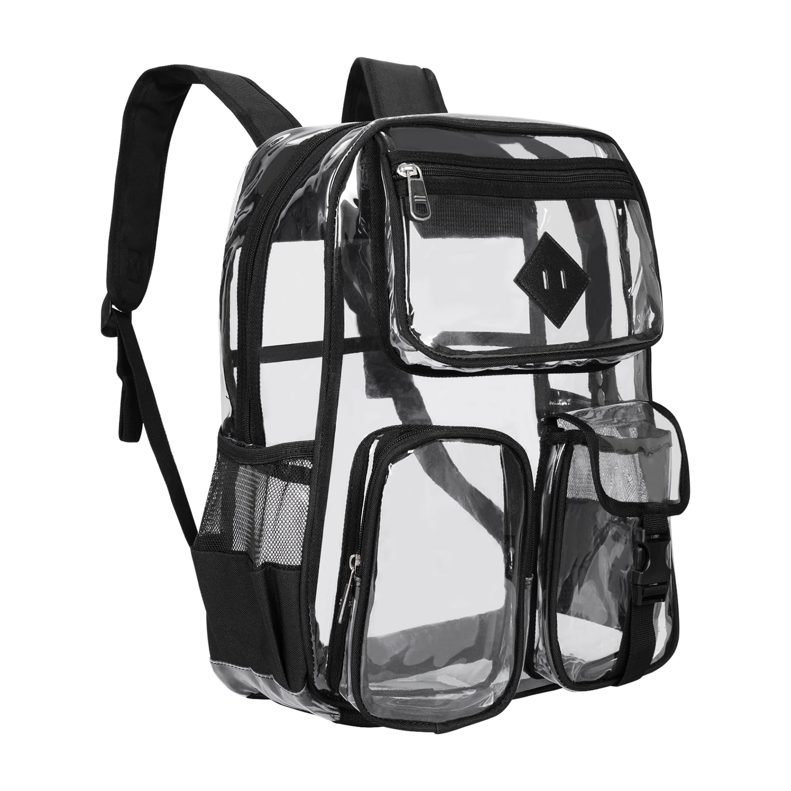 Grande zaino trasparente resistente – multi-tasche trasparente Bookbag Stadium approvato con cinghie rinforzate impermeabile zaino trasparente per adulti, lavoro, concerti, viaggi,