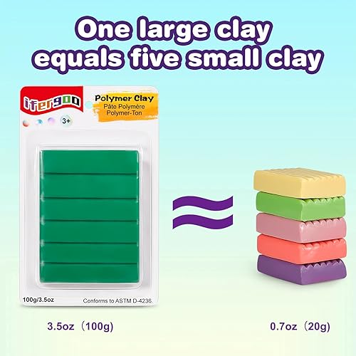 Miniatura 5 de ifergoo Arcilla polimérica, 3.53 onzas (3.53 onzas) de arcilla modelo horneada para esculpir, bricolaje, creación artística y proyectos escolares,