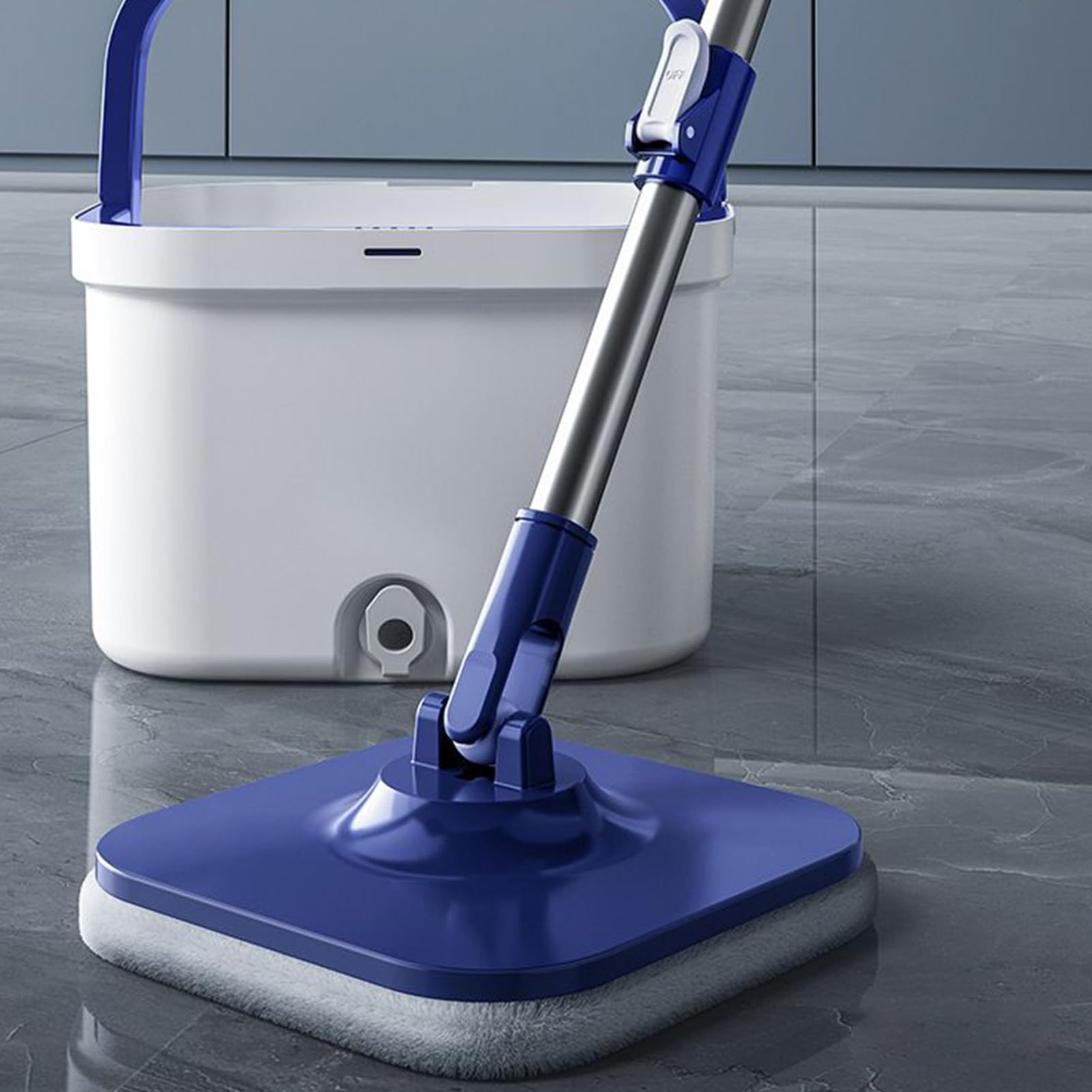 Fregona Giratoria 360 Grados Giratorio Mango Ajustable Empuñadura | De Limpieza Con Fregona Giratoria Y Cubo Para Sala De Estar Cocina Dormitorio Comedor Apartamento Sótano Madera Y