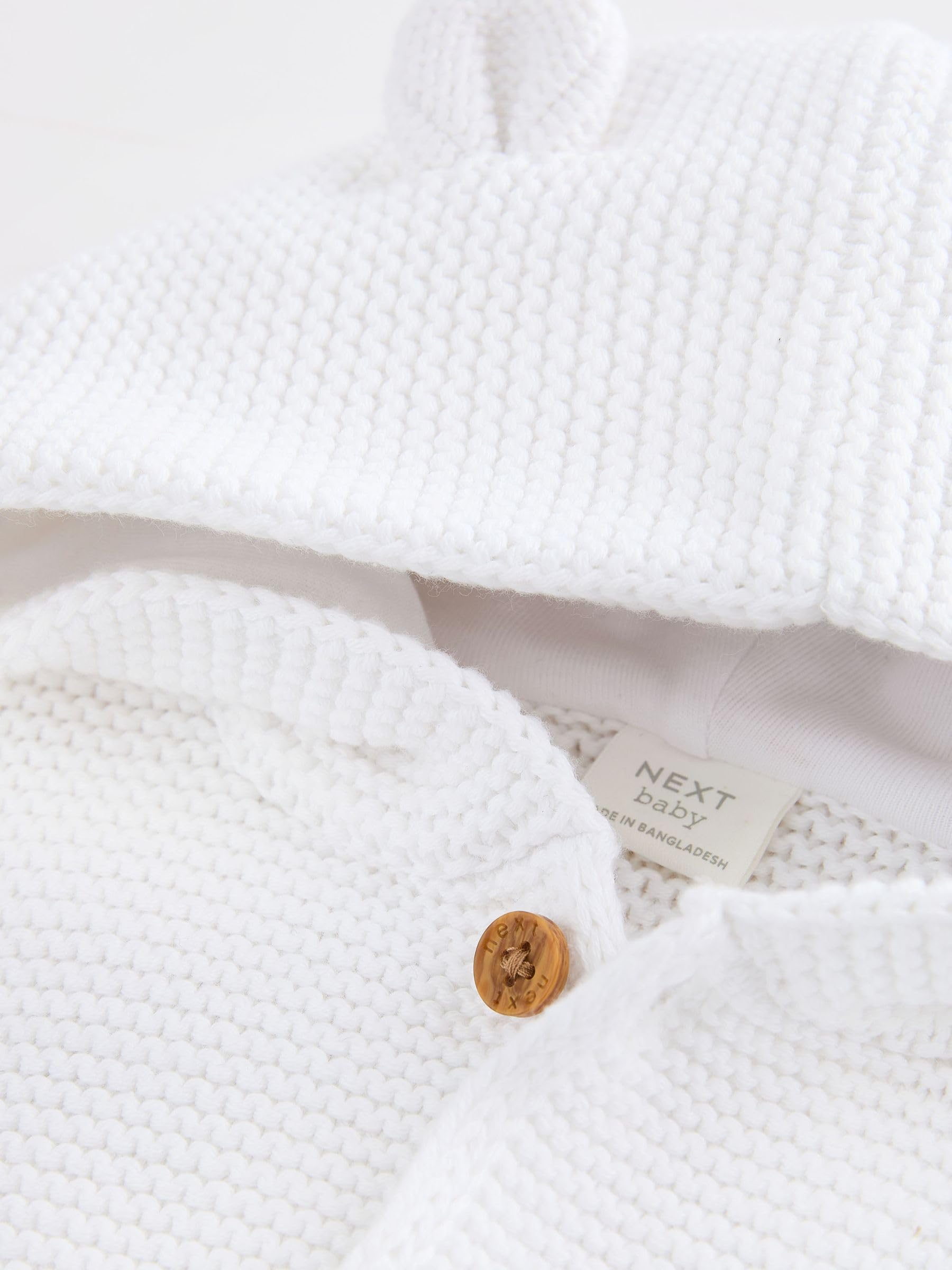 NEXT Unisex Bambino Cardigan in Maglia con Cappuccio per Neonati Bianco 6 Mesi-9 Mesi