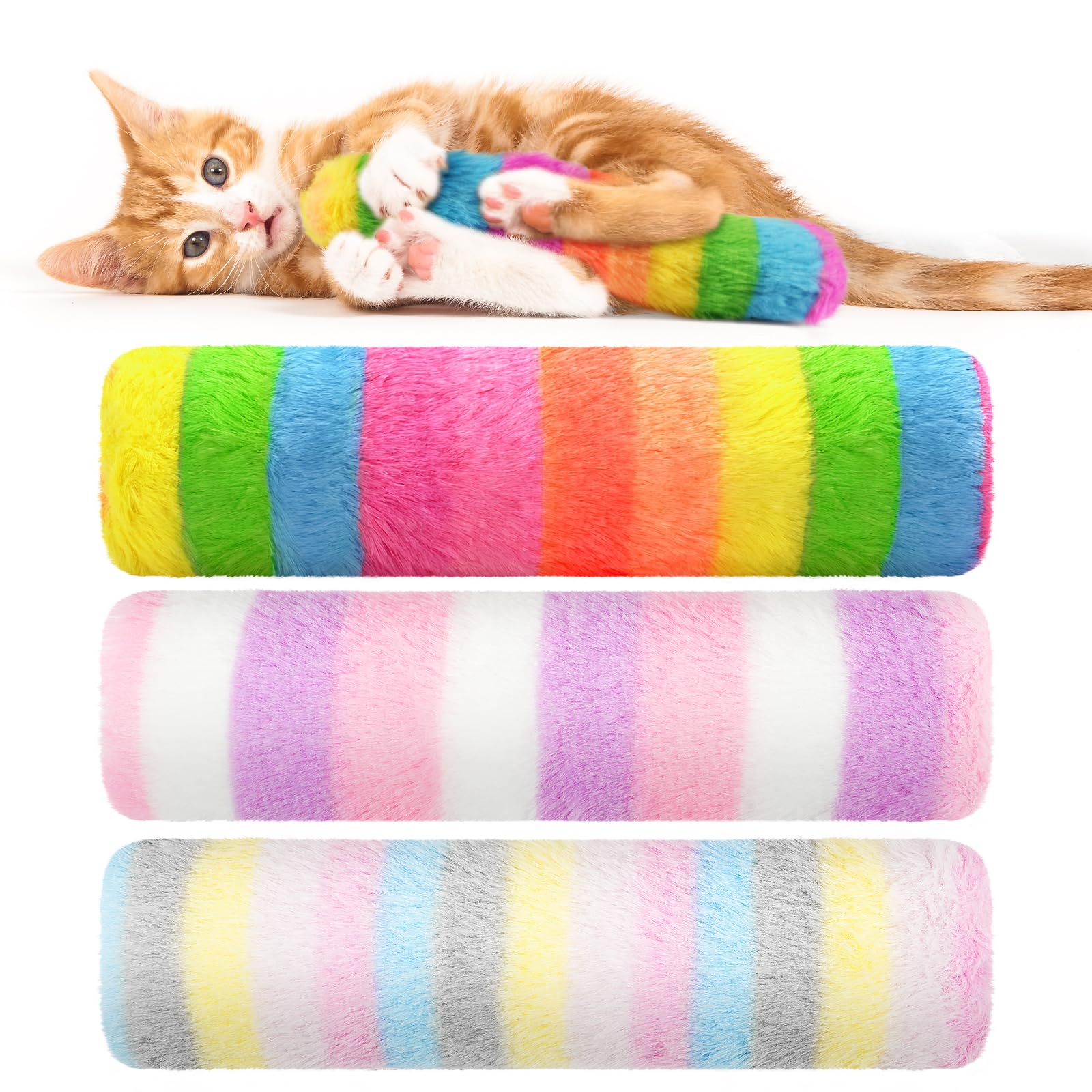 OSDUE Katzenminze Katzenspielzeug, 3 PCS Katzen Spielzeug Set, Katzenkissen mit Katzenminze Katzen Baldrian Kissen Plüsch Schmusekissen, Weiches Flauschiges Haustier beruhigendes Spielzeug