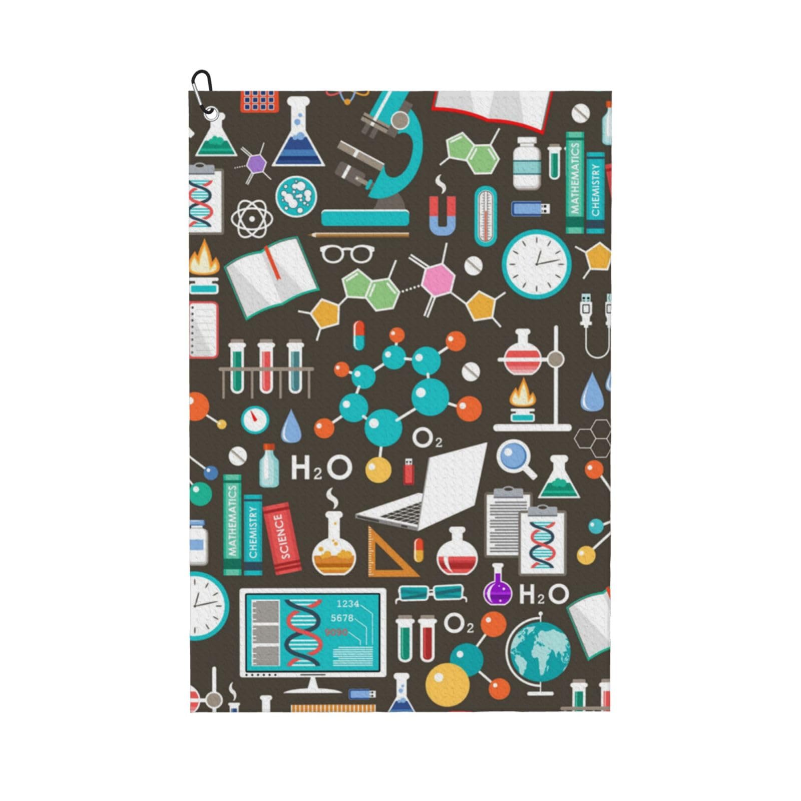 Hnnkloy Science Chemistry Pattern, 16x24 in Portable Waffle Golf Towels with Carabiner Clip for Golf Bag