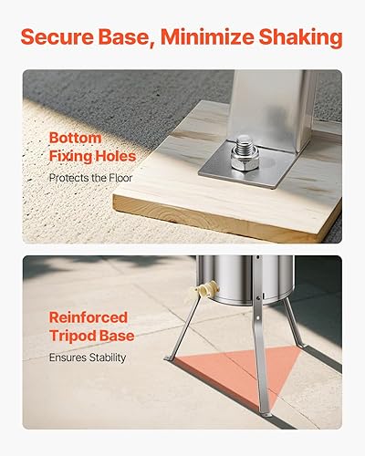 Miniatura 22 de VEVOR Extractor de miel, extracción manual de apicultura de acero inoxidable de 2/4 marcos, tambor giratorio de panal con tapa transparente,