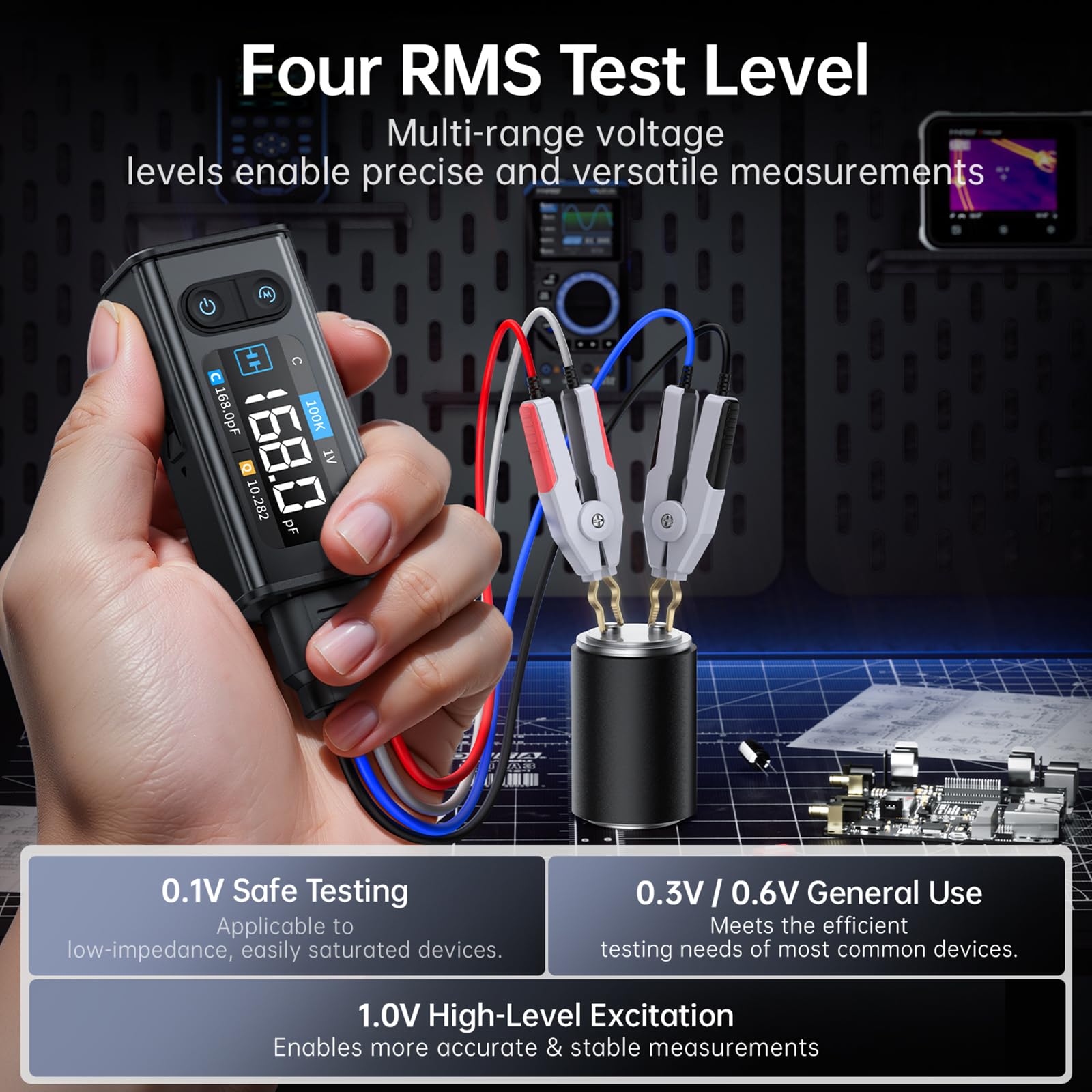 LCR Messgerät LCR-ST2, 2-in-1 LCR Meter Pinzette, LCR/ESR Meter, LCR-Messpinzette, 100kHz digitales Multimeter für SMD Automatischer Sequenzvergleich Widerstand Induktivität Kapazität Bauteilprüfung