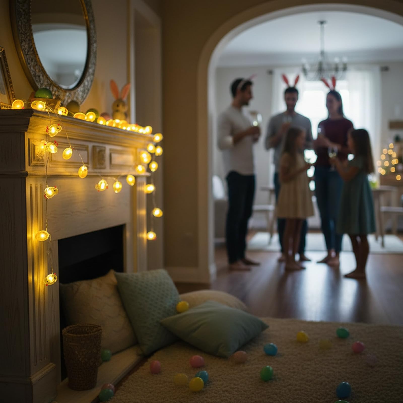 Koboko łańcuch świetlny na Wielkanoc, 2 m, 20 diod LED, dekoracja wielkanocna, łańcuch świetlny na baterie, łańcuch świetlny LED, dekoracja wielkanocna, do użytku wewnątrz i na zewnątrz, na imprezę