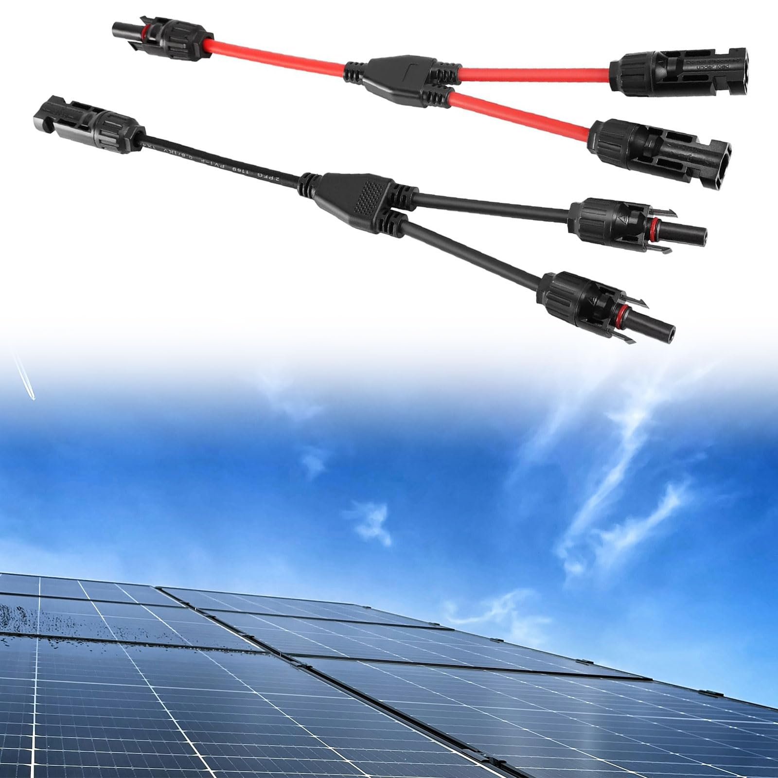 Adapter do rozgałęzienia słonecznego, rozdzielacz Y, złącze równoległe z rozgałęzieniem Y, gniazdo rozdzielacza kabli paneli słonecznych, pasuje do równoległego połączenia fotowoltaicznego, złącze