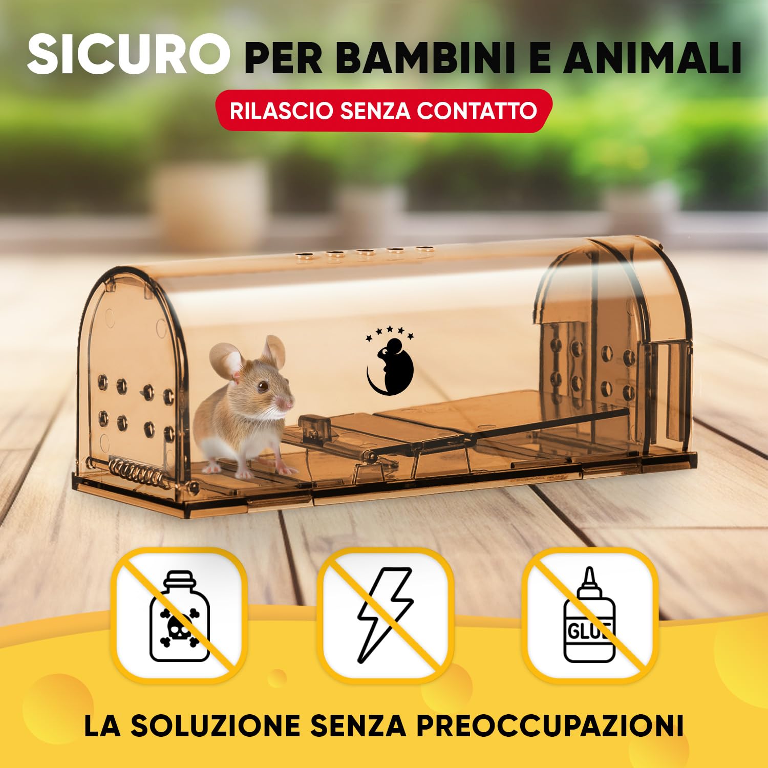Exbuster trappola per topi viva: Trappola per topi viva a misura di animale, coperchio rimovibile, riutilizzabile (trappola