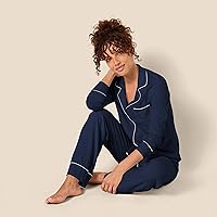 Vista 5 de Tienda Essentials - Pijama de modal de algodón para mujer, conjunto de camisa de manga larga y pantalones largos