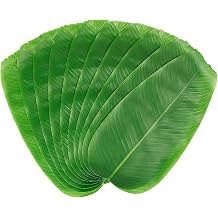 Artificial Banana Leaves Placemats 10 Pack Waterproof for Table Runner Decor Jungle Luau Party Green