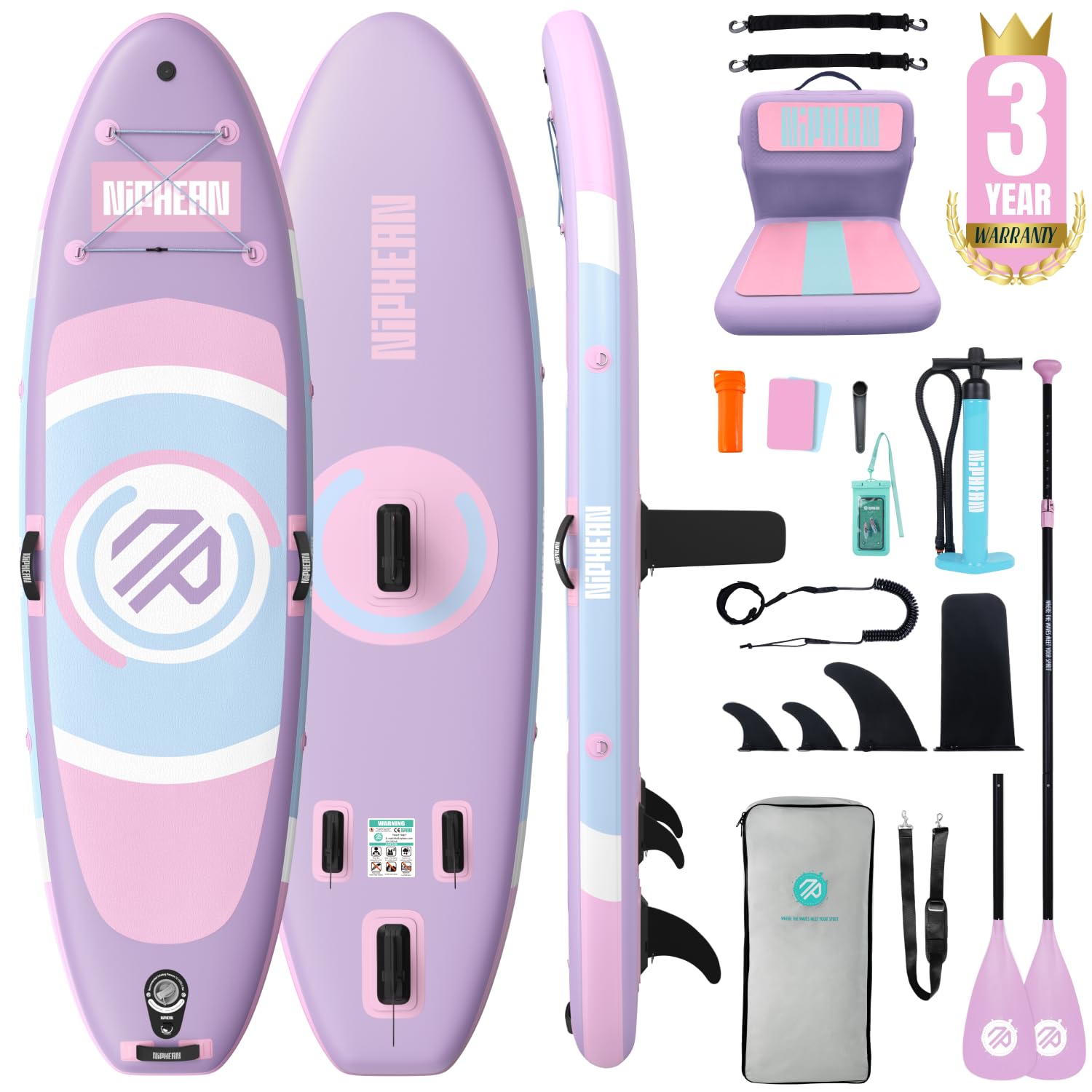 Niphean 10' Inflatable Paddle Board, Ultra-Light SUP for Beginners