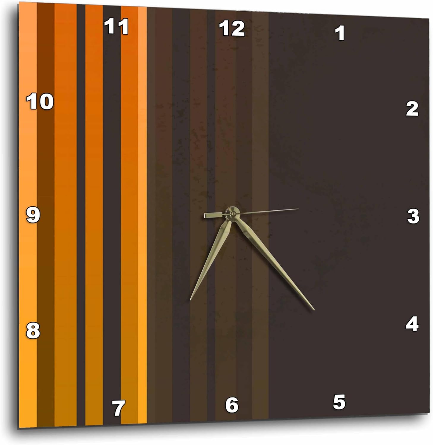 3dRose dpp_30053_3 Funky Retro Stripes Orange-Wall Clock, 15 by 15-Inch