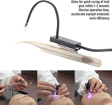 Marhynchus LED Eyelash Tweezer Lamp Lash Extension Light Lash Glue Curing Tool with Pedal Switch for Eyelash Extension Nail Art Fluorescence Detection (US Plug)