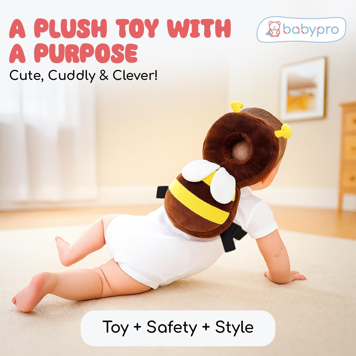 BabyPro Bee-Shaped Head Protector for Toddlers Back Protection 3